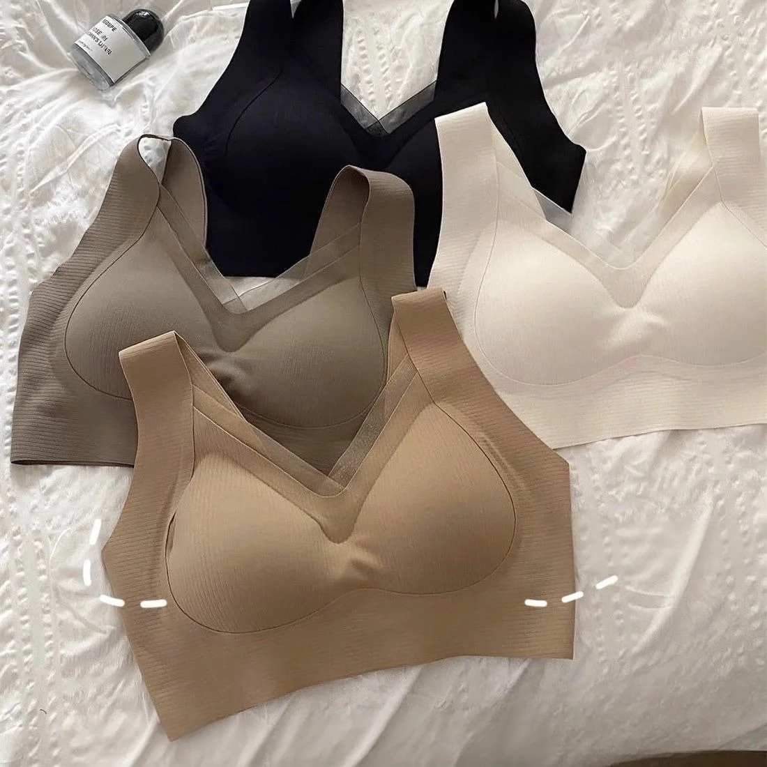 Nahtlose BHs für Frauen Push-Up-BH-Top mit Netzbesatz, bügellose Unterwäsche, sexy Dessous, solider Komfort, Rückenverschluss mit 3 Haken, BH Größe M-XXL