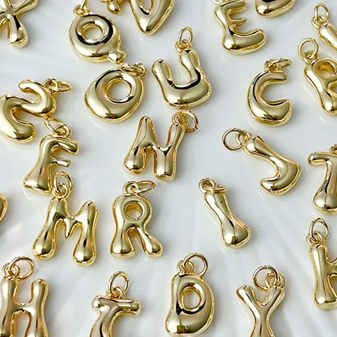 Gold Color 26 Letters Charms For Jewelry Making Cute Name Initial Dijes Diy Earring Necklace Bracelet Earrings Accessories