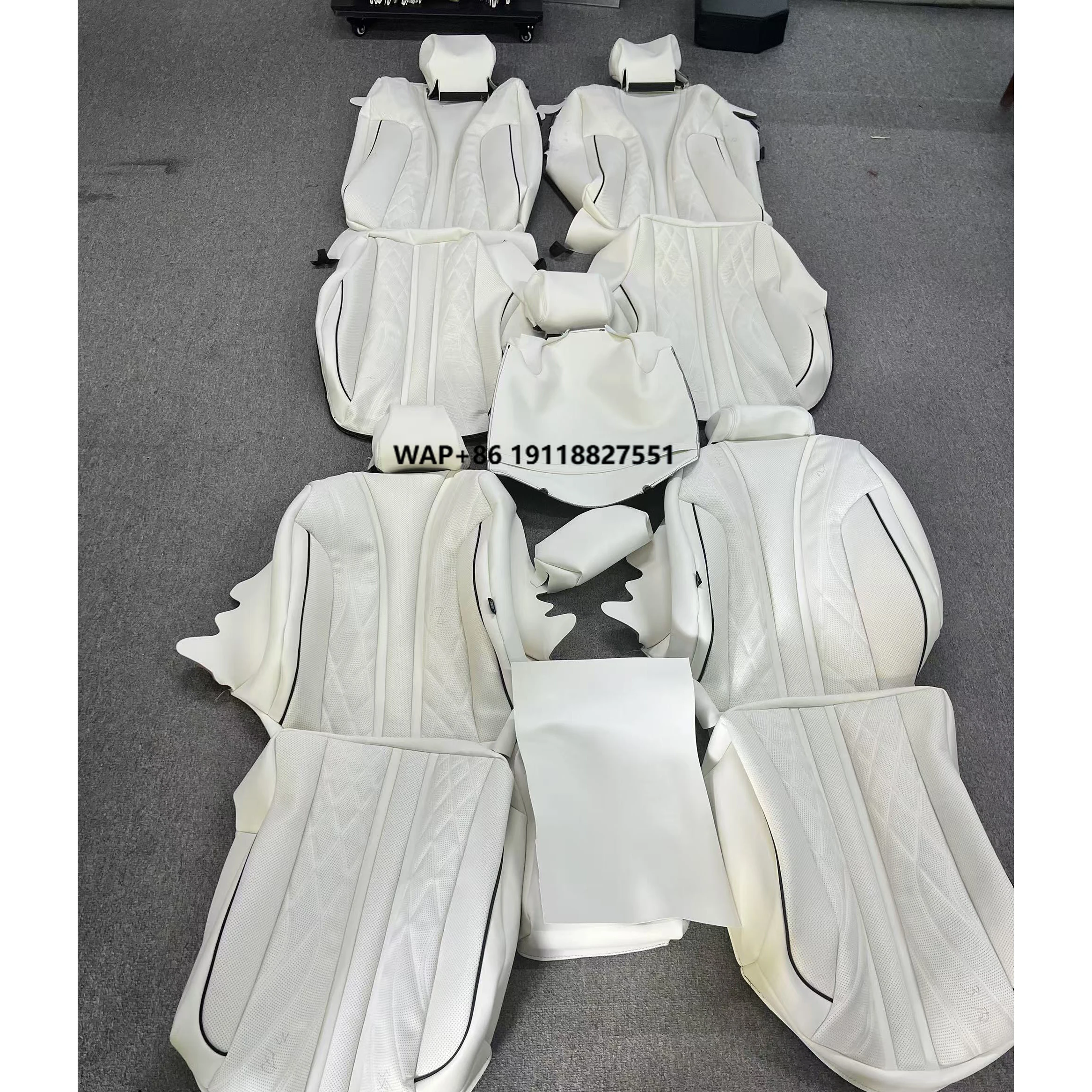 

Premium Nappa Leather Car Seat Cover Set with Cushion Interior Accessory for Benz S-Class for Land Cruiser Passat CC A7 Models