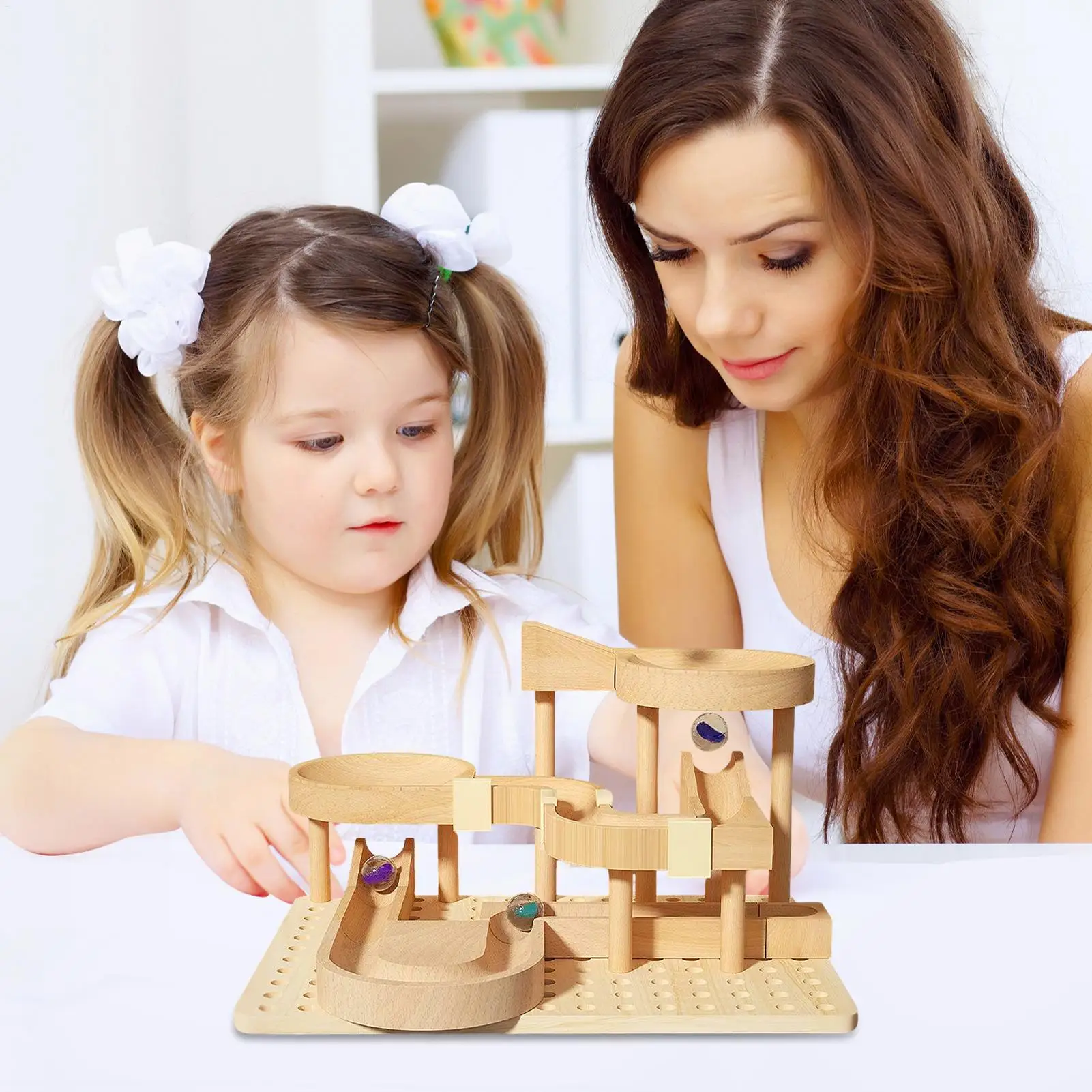 

Marble Race Track Wooden STEM Games Learning Marble Maze Game Race Track STEM Toys For Boys Girls Kids Classroom Home School