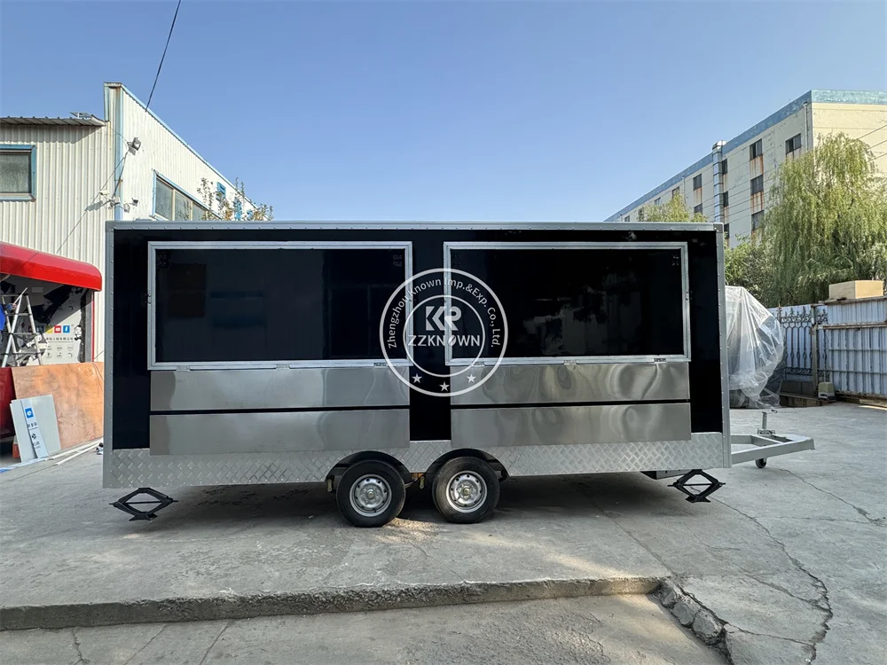 Reboque de fast food totalmente equipado, quiosque de café móvel, carrinhos de rua, cozinha totalmente, caminhão de comida comercial