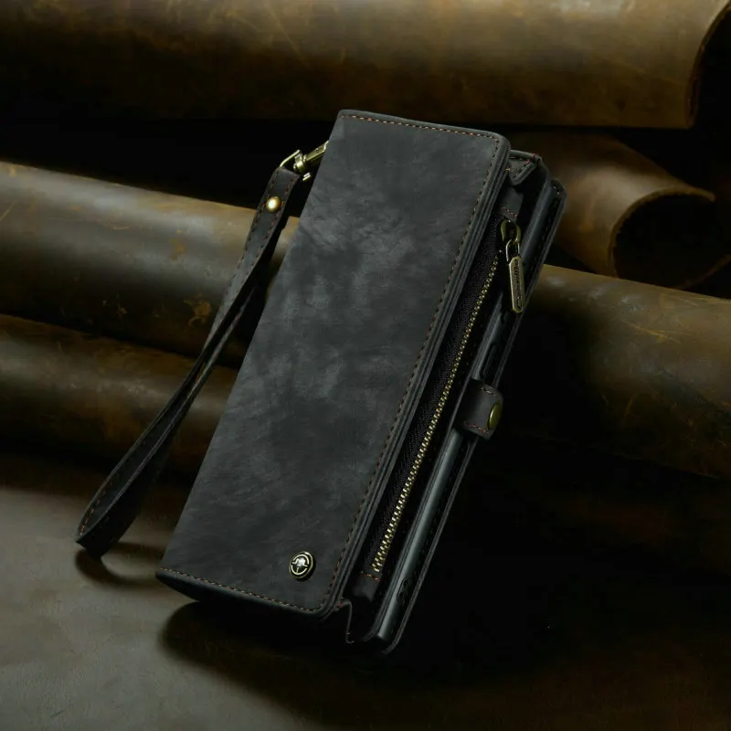 2021 CaseMe Leather Case For Samsung Galaxy S21 Ultra S8 S10 Plus Zipper Wallet 2 In1 Design S20 S23 Card Slots Phone Cover