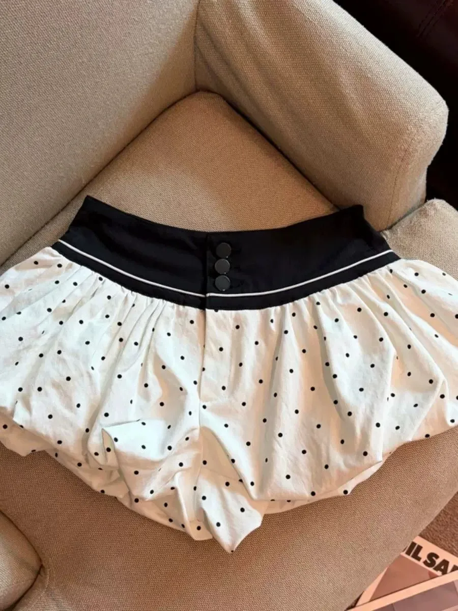 Chic High Waist Polka Dot Short Pants Women's Early Autumn New Style Retro All-Match Bloom Casual Pants Korean Commuter Style