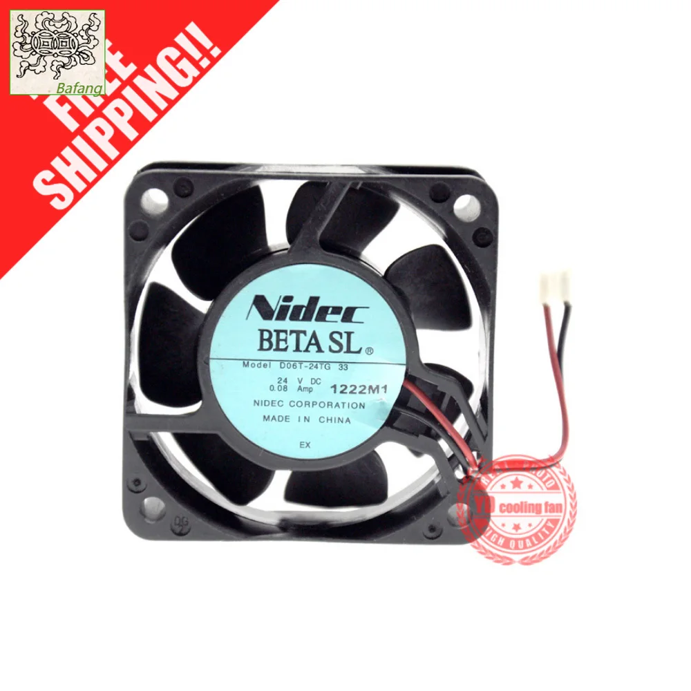 

jinlingge For NIDEC D06T-24TG 33 24V 0.08A 6CM 6025 2lines Frequency converter cooling fan