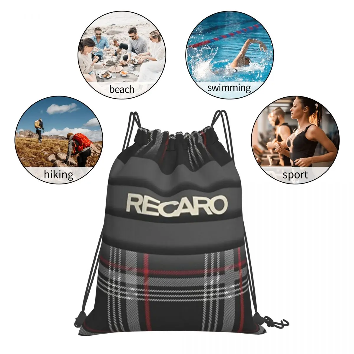 Tartan Plaid Recaros Backpacks Casual Drawstring Bags Storage Bag Book Bags for Travel School view 5