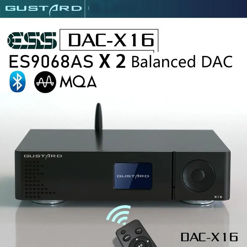 GUSTARD DAC-X16 MQA Bluetooth5.0 Dual ES9068AS Native Balanced DAC Full Decoding DSD512 XMOS XU216 USB IIS Balanced Decoder