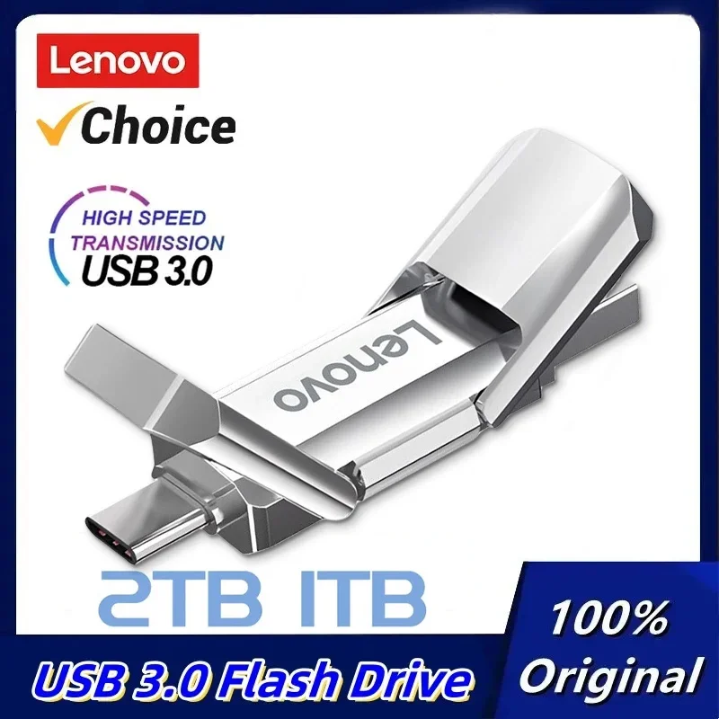 Lenovo แฟลชไดรฟ์3.0 USB 2TB 1TB TYPE-C ไดรฟ์ปากกา2 in 1 512GB 256GB แฟลชดิสก์ความเร็วสูง128GB สำหรับ Ps5