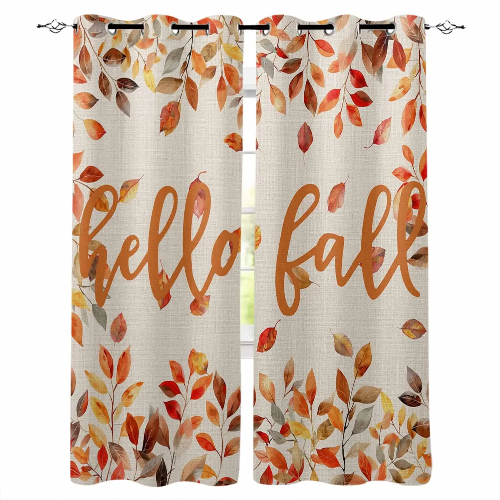 Autumn Thanksgiving Watercolor Curtains For Living Room Kids Bedroom Window Curtain Hall Drape Long Cortinas