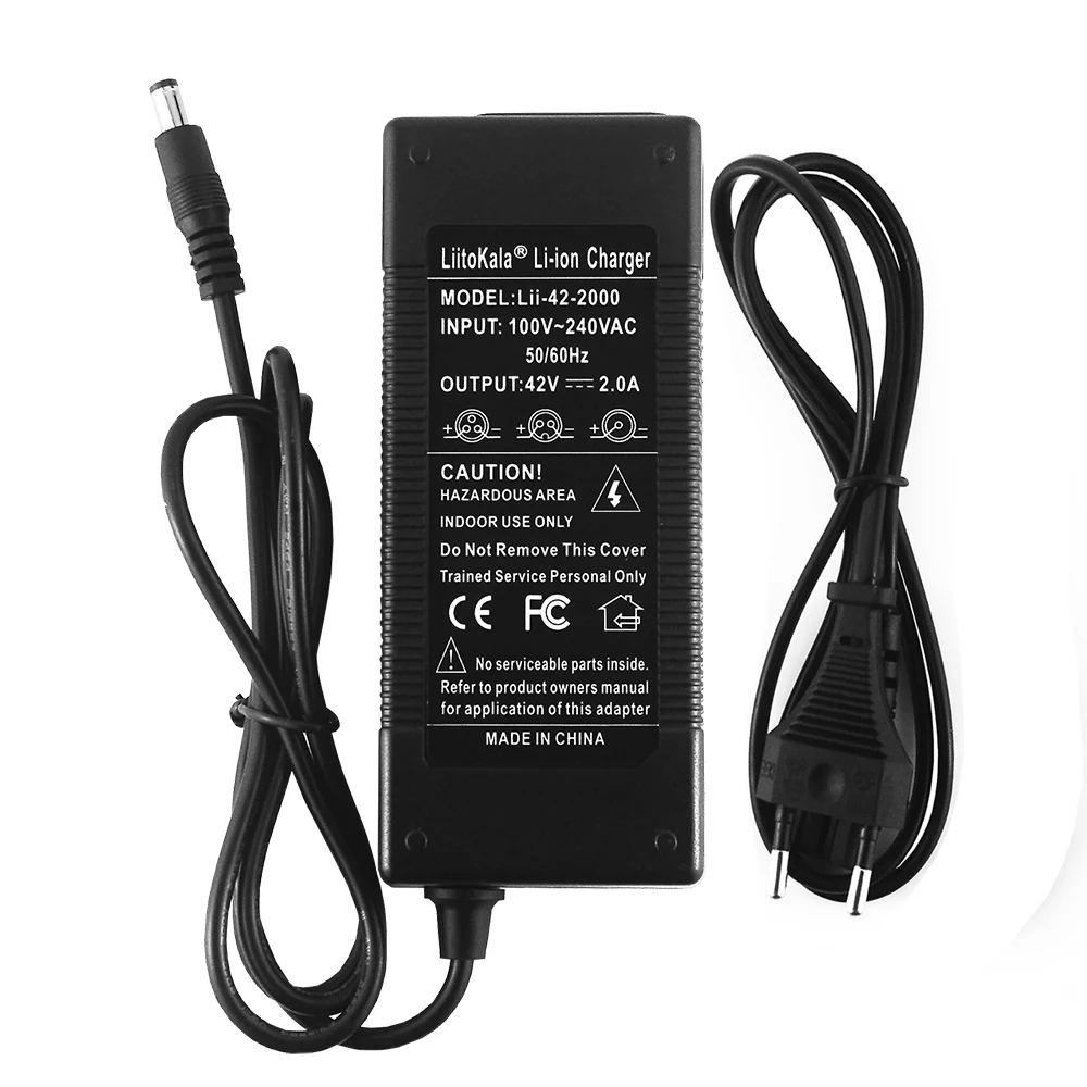 LiitoKala 10S 36V 2A 18650 charger Output 42V 2A Charger Input Lithium Li-ion Li-poly Charger For 10Series 36V Electric Bike