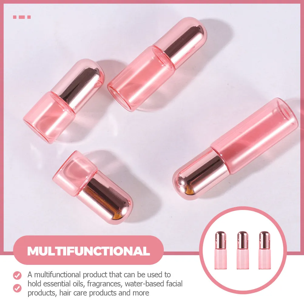 10Pcs Rose Gold Roller Bottles 2Ml Glass Essential Oil Roller with Leak-Proof Design Portable for Travel Perfume Refillable