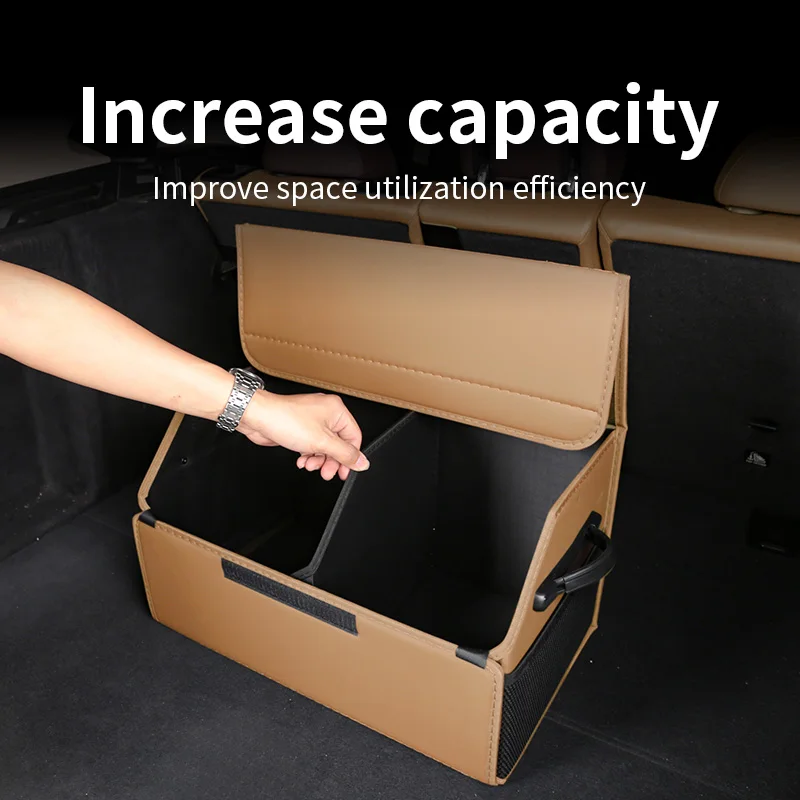 صندوق تخزين سعة كبيرة قابل للطي لسيارة فولكس فاجن جولف 4 5 7 VW ID3 ID4 ID.Buzz Polo Passat B6 منظم صندوق السيارة 1 قطعة جلد PU #2