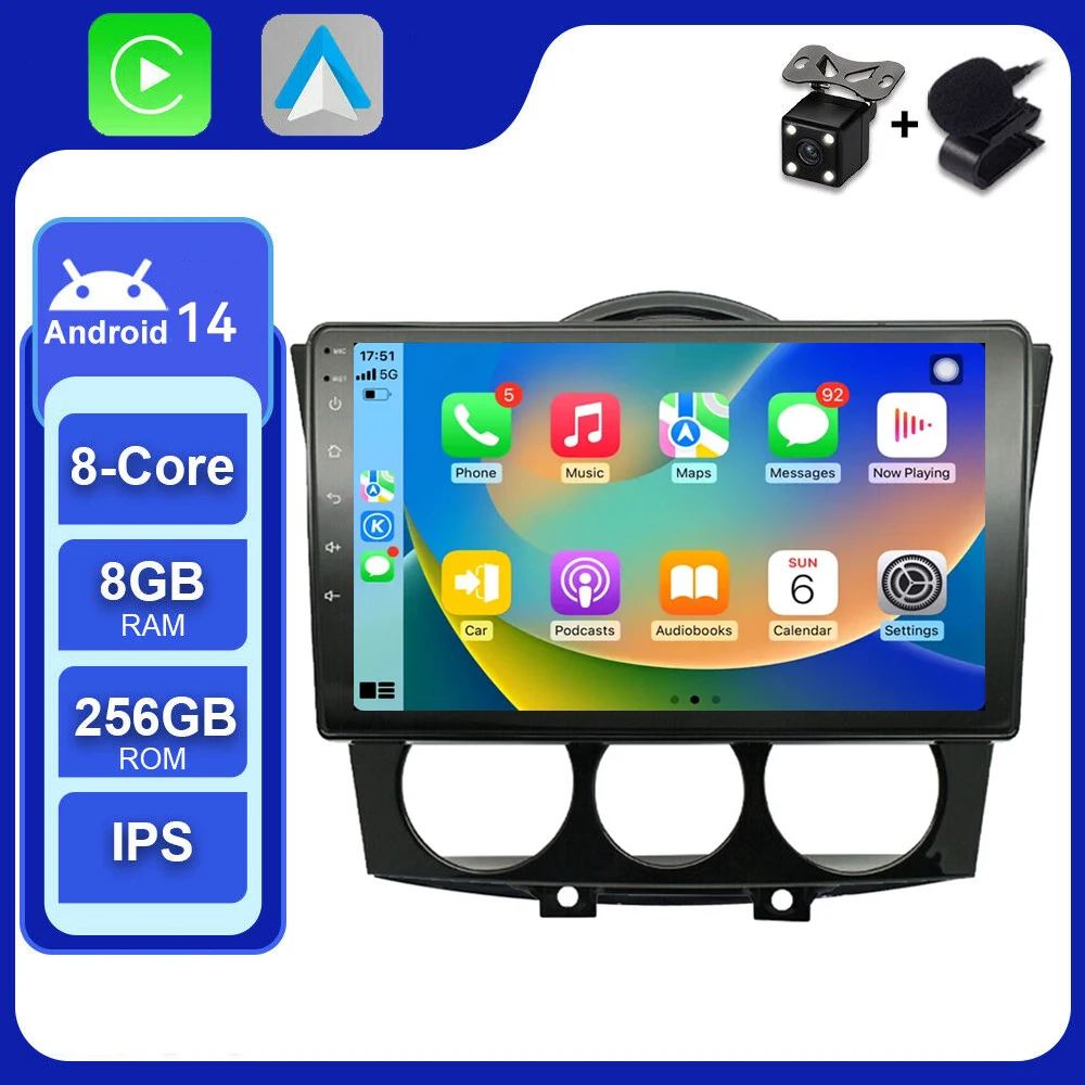 

Android 14 Car Radio For Mazda RX-8 2003 2004 2005-2008 Video Multimedia Bluetooth Player Navigation GPS Wireless Carplay stereo