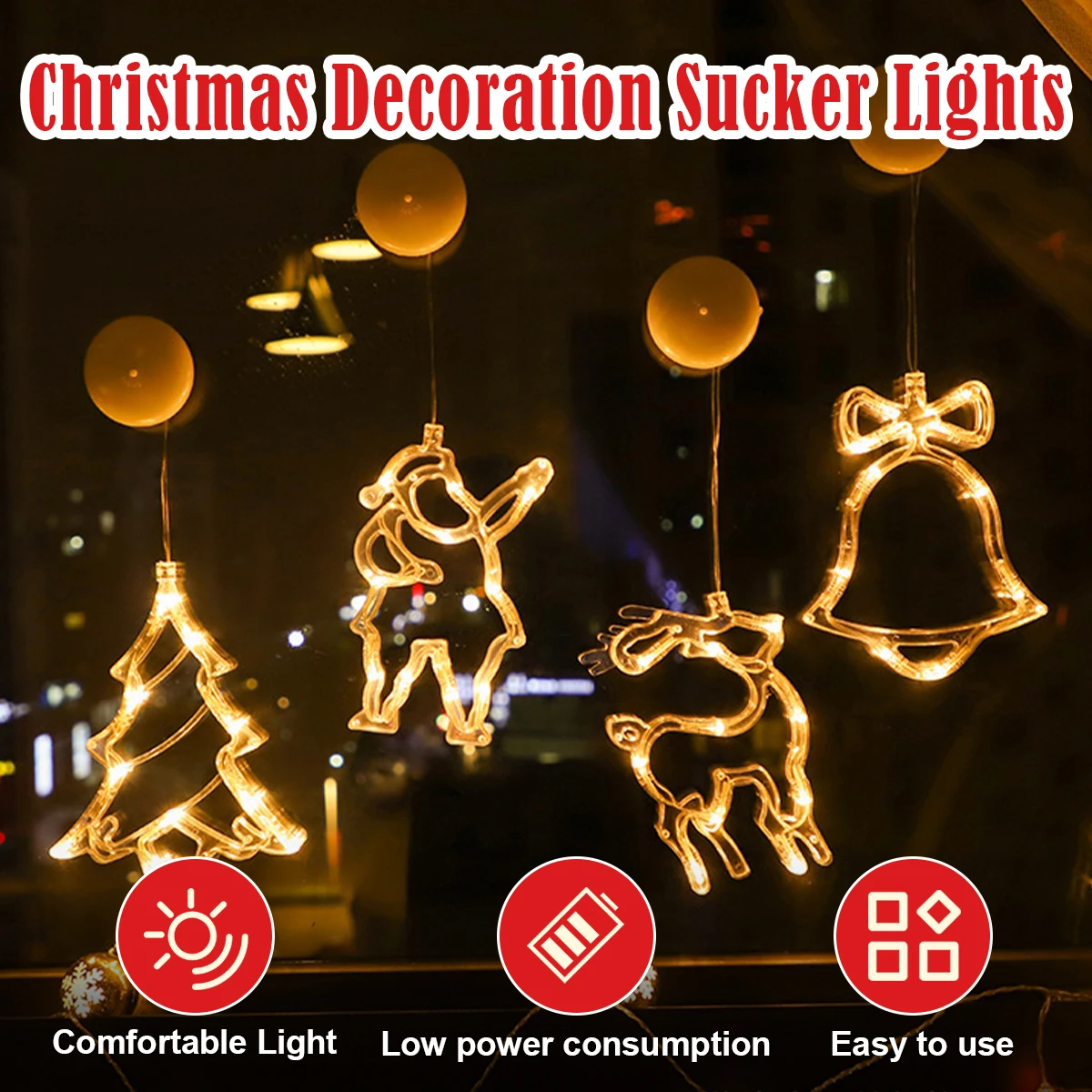 

Led Christmas Window Lights Battery Powered Star Tree Light Tabl Warm White For Suction Cup Santa Claus Reindeer Gift Snowman