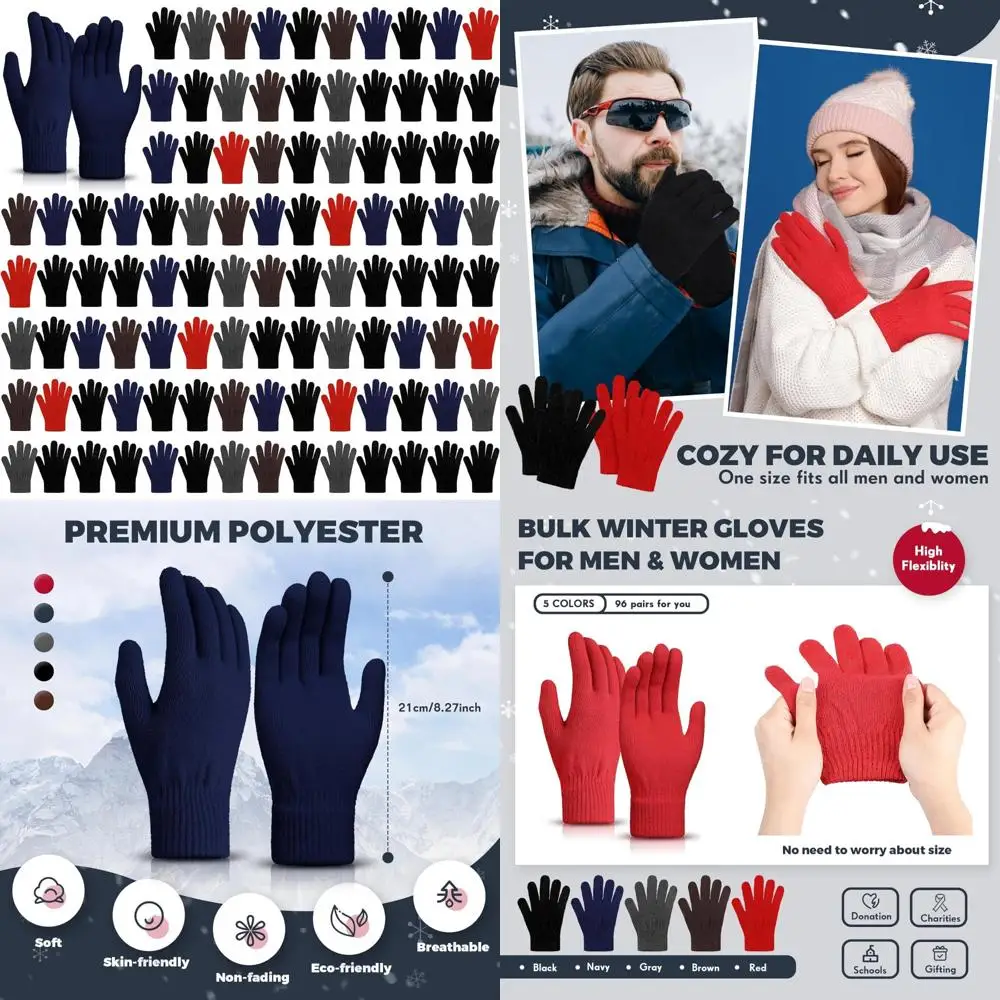 قفازات حرارية متماسكة دافئة قابلة للتمدد بكميات كبيرة، أصابع كاملة للرجال والنساء، خيارات هدايا الشتاء المريحة للدفء #1