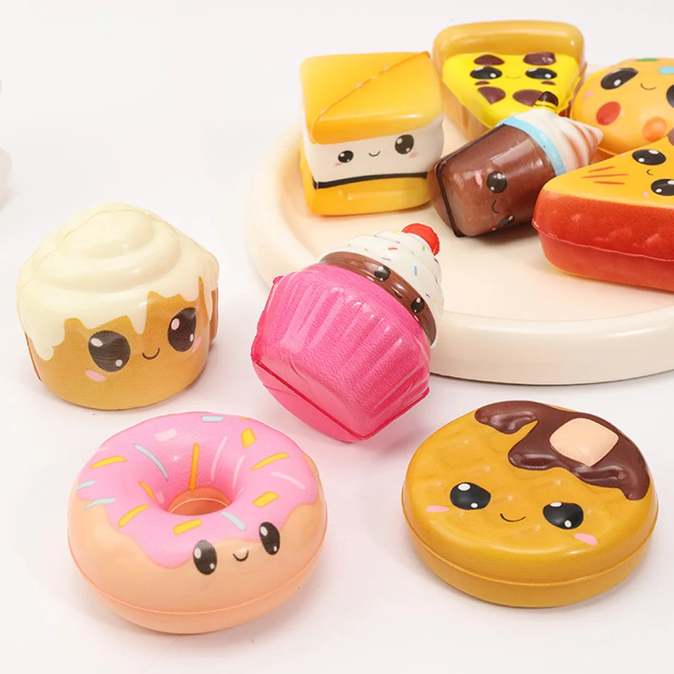 Mini Food Squishy Toys, Slow Rising PU Material, Assorted Simulation Cake & Burger Stress Relief Toys, Random Style Blind Box view 6