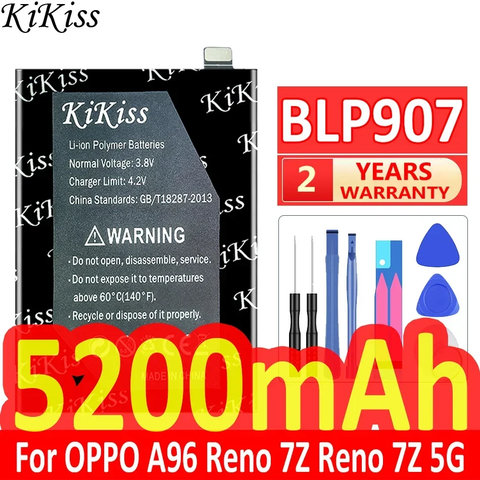 KiKiss Battery 5200mAh BLP907 For OPPO A96 Reno 7Z 8Z 5G/7 8 4G