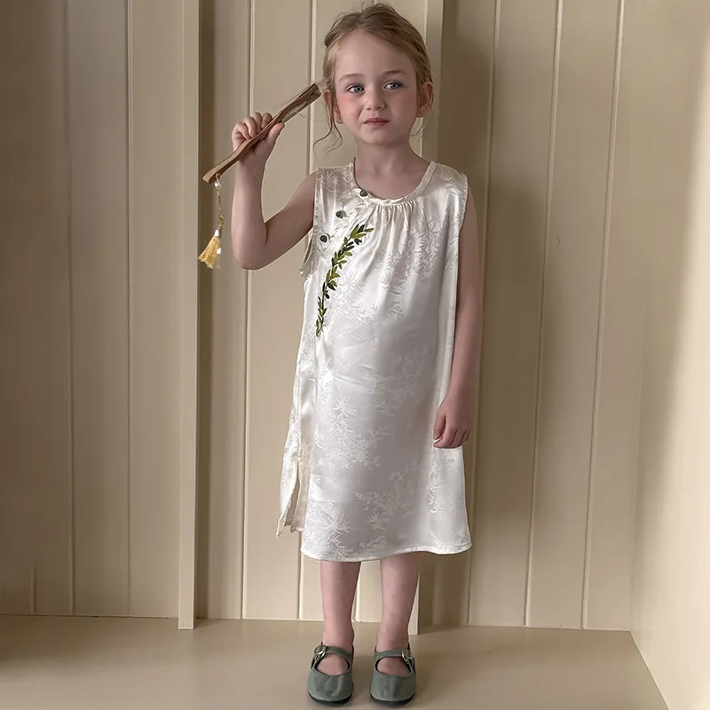 2026 New Chinese Style Girls Dress, Summer Children's Cheongsam Dress, Kids Dresses Girls' Hanfu