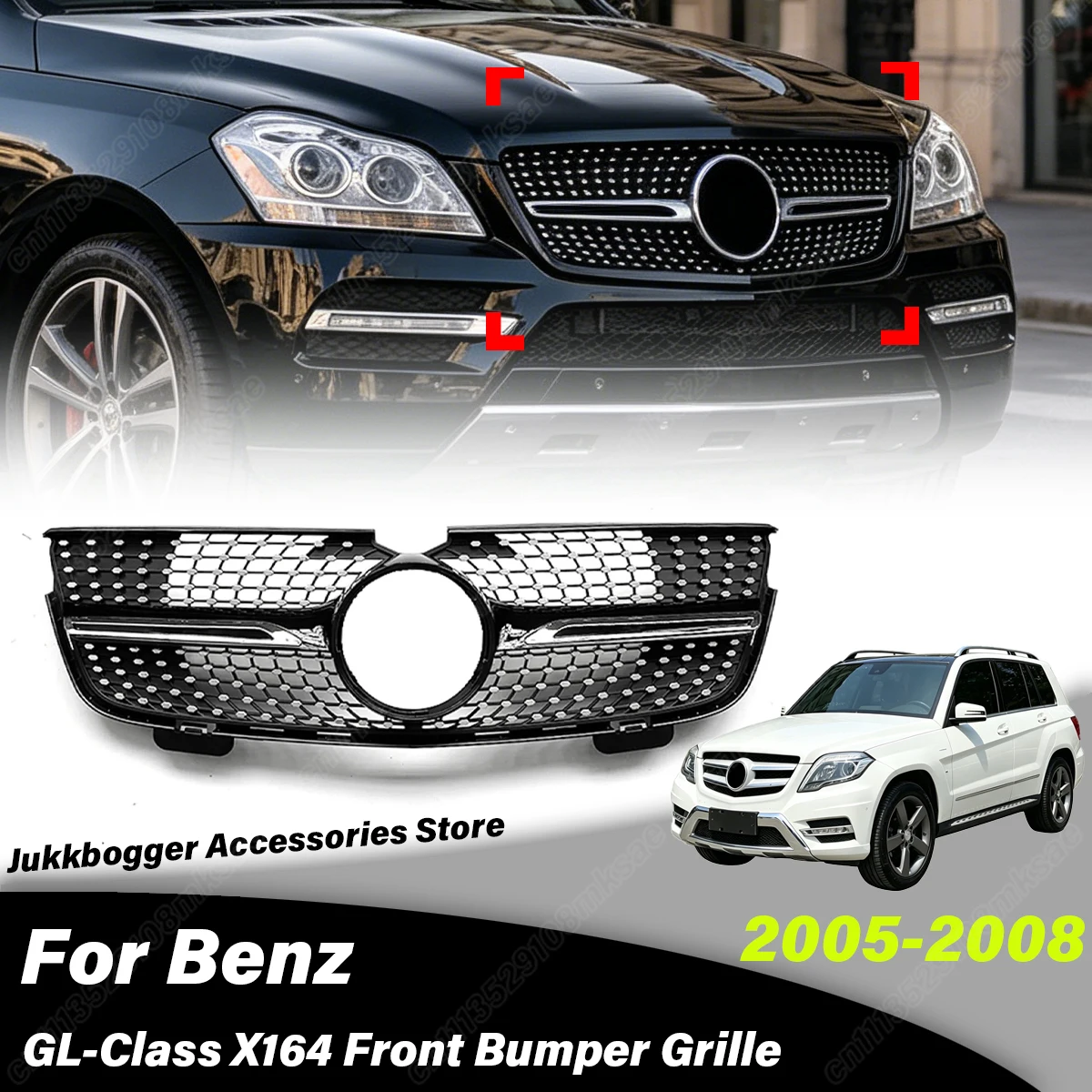 

For Mercedes-Benz GL-Class X164 GL320 GL450 2005 2006 2007 2008 Automobile Front Air Intake Grille Decoration Accessories Kit