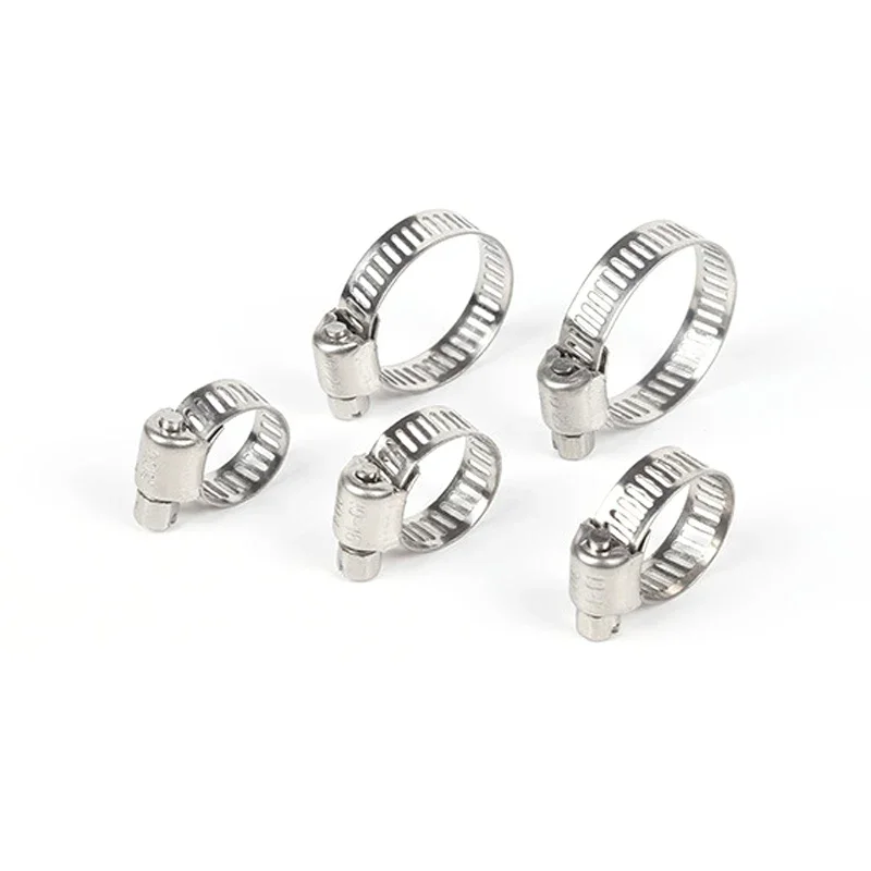 10pcs 304 Stainless Steel Hose Clamp Adjustable 8-152mm High Quality Screw Worm Drive Pipe Clip Hoop Hose Fixed tool image 4
