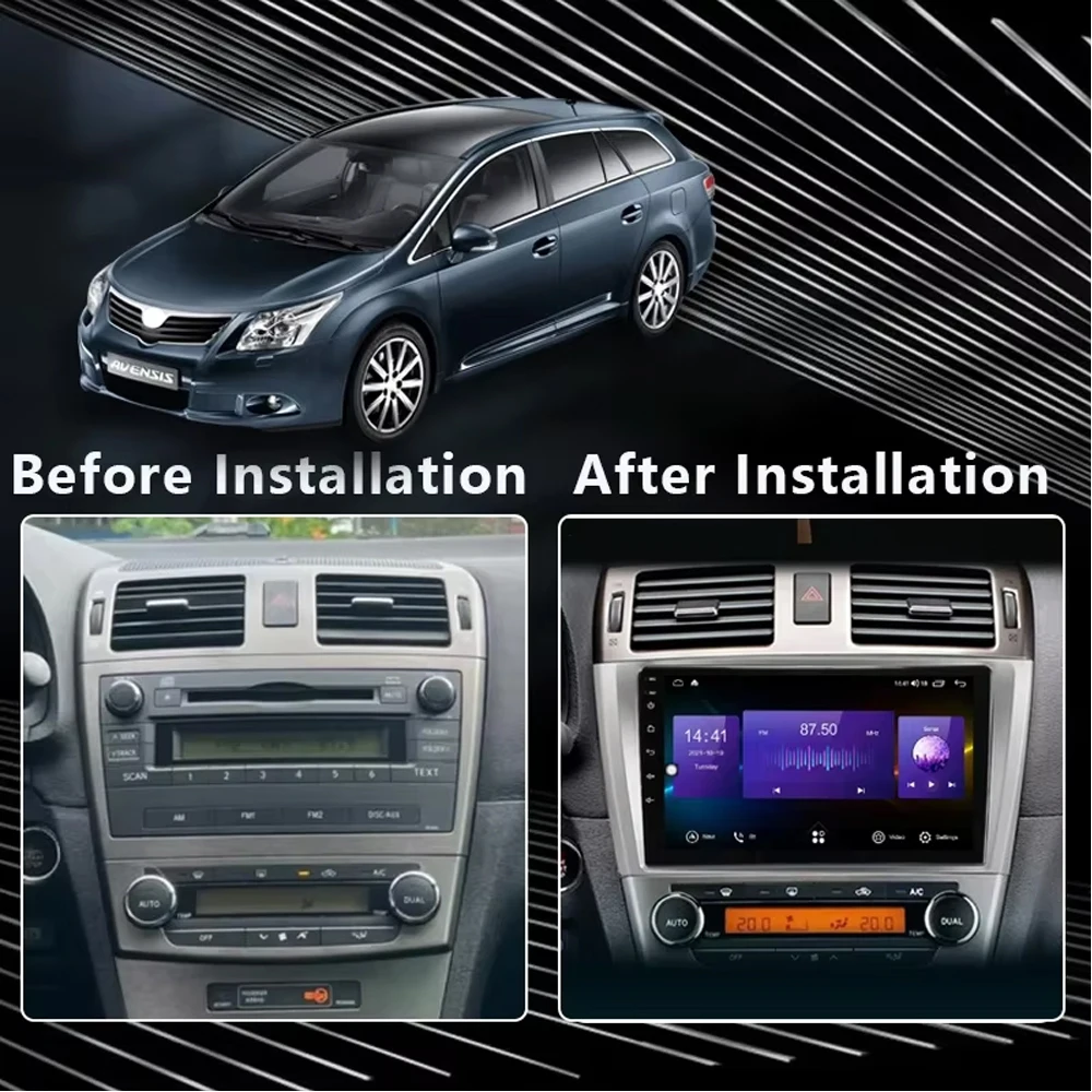 Android 16 8 Core Carplay For Toyota Avensis T27 2009-2015 Car Multimedia Player 5G Wifi High-performance 7862 CPU Touch Display