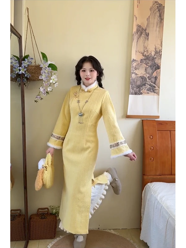 thiened-fce-yellow-dr-exuding-elegance-new-chinese-sle-national-trend-white-enhancing-autumn-winter-new-a