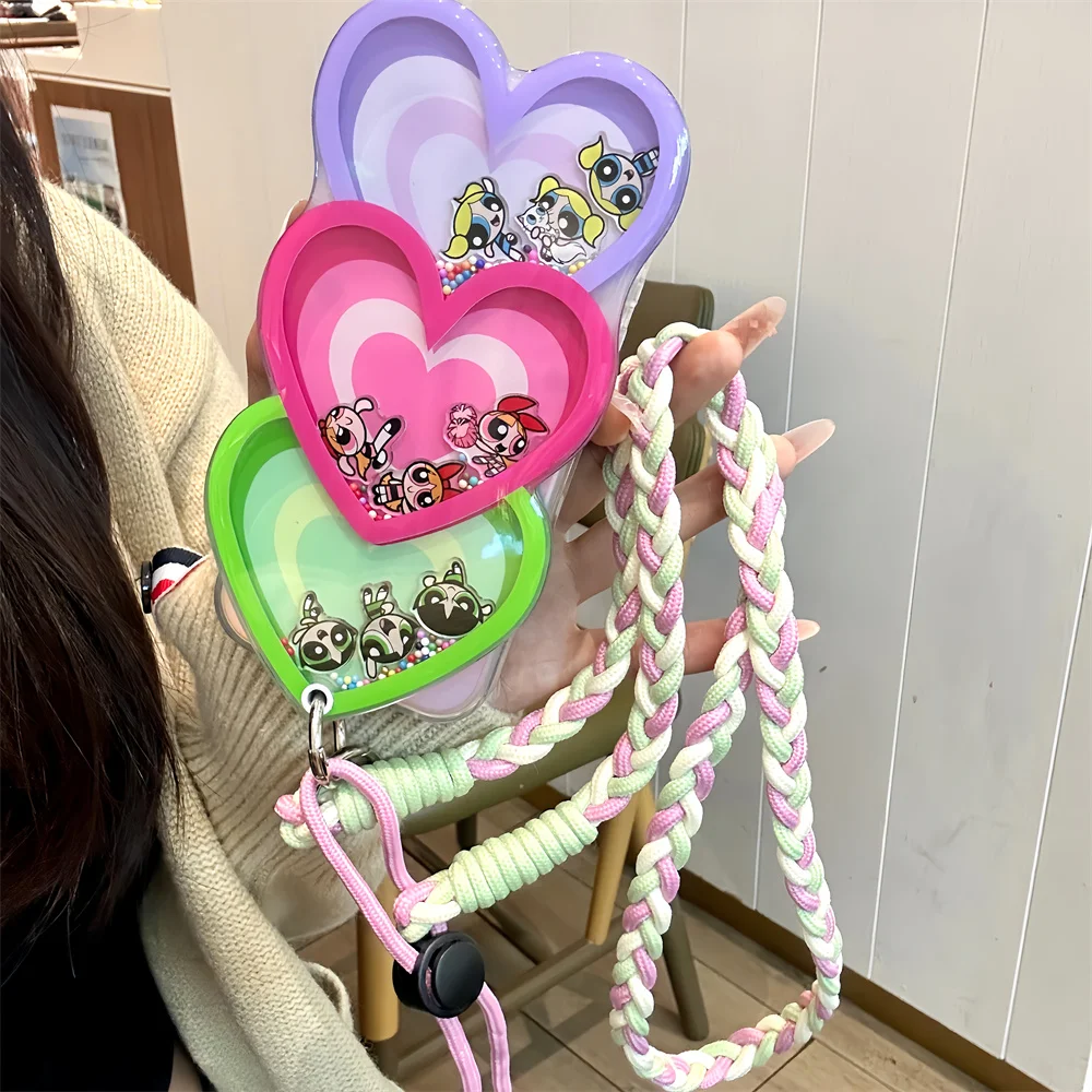 

Cute 3D Love Cartoon Shake with Mirror Cover for iPhone 14 13 16 Pro 17 Pro Max 15 Fundas with Lanyard Crossbody Protective Case