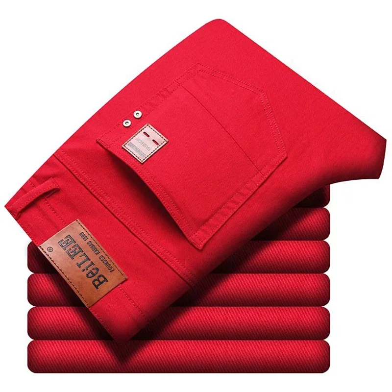 

Мужская облегающая одежда, простые деловые джинсовые брюки, летние мужские новые эластичные разноцветные джинсовые эластичные эластичные джинсы желтого, розового, красного цвета