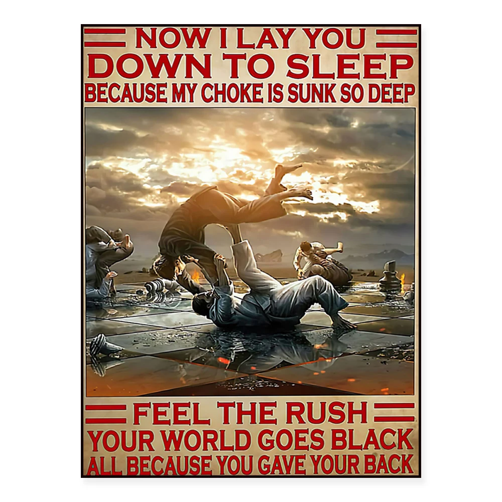 Fighting martial arts prints, Jiu-Jitsu poster gallery wall art canvas painting, modern living room home decor