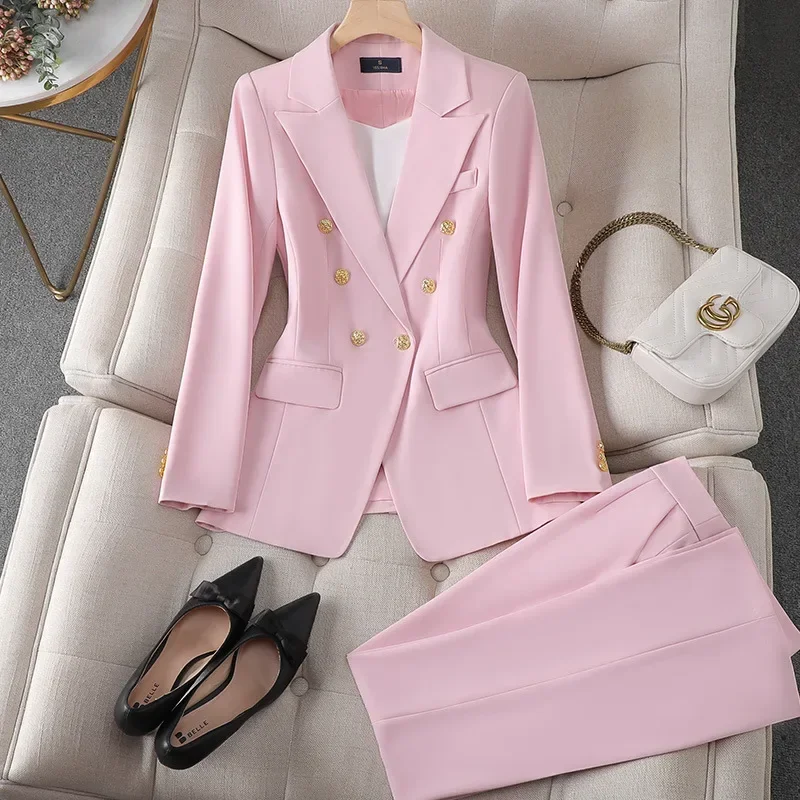 High Waisted Blazer and Trousers Suit, Fashionable Warm Suit for Holiday, Office Blazer, 2PCs per Set