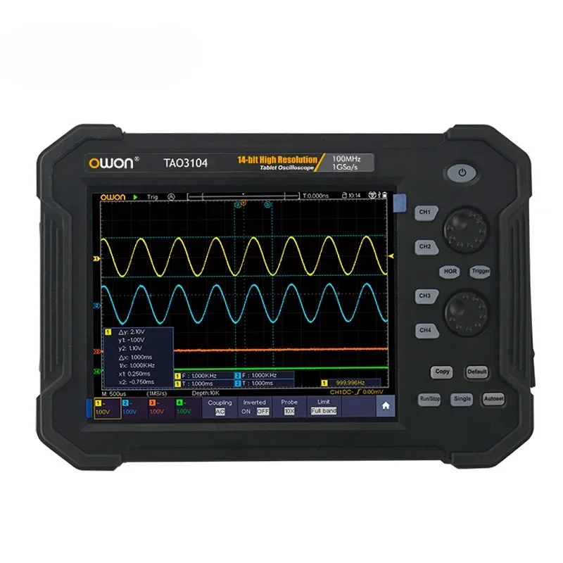 

TAO3074 TAO3104 Handheld Digital Oscilloscope OWO 4CH 100MHz 1GS/s 40M Record Length 8inch Multi- trigger Bus Decoding Function