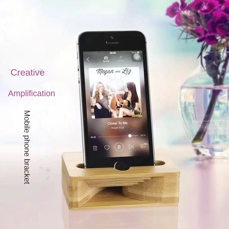 Настольная подставка для сотового телефона с деревянной усилительной звуковой функцией