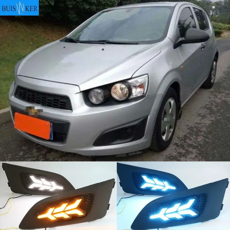 1 Set Car LED DRL Light Daytime Running Light Daylight With Turn Signal Lamp For Chevrolet Chevy AVEO Sonic 2011 2012 2013