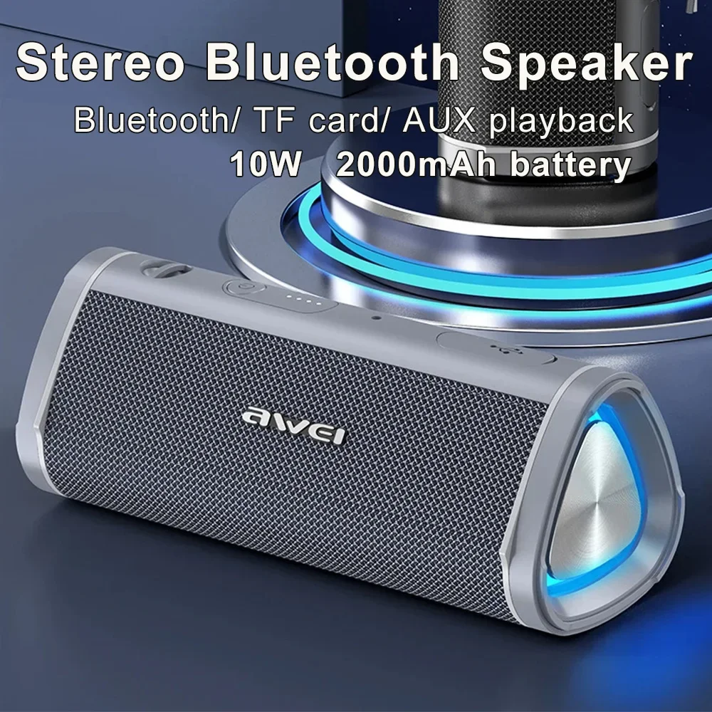 Portable Stereo Bluetooth Boombox 2000mAh Battery HIFI BT TF Card Aux Playback Outdoor IPX67 Waterproof Camping Wireless Speaker