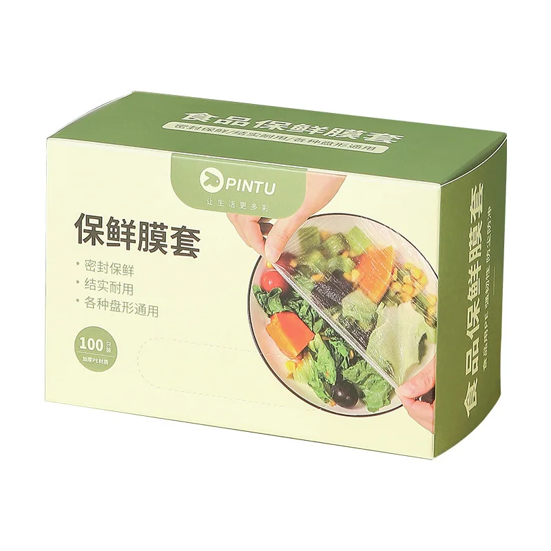 أغطية طعام مرنة يمكن التخلص منها، 100 قطعة - مادة البولي ايثيلين، مناسبة عالمية للأطباق وحاويات الطعام