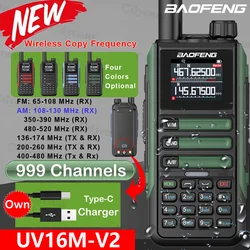 Upgrade Baofeng UV16M V2 Walkie Talkie AM FM Two Way Radio Full Band LCD 999CH Frequency Copy VHF UHF NOAA Noise Reduce Type-C