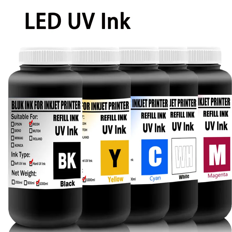 G5 G6 1000ML LED UV Ink For Ricoh Gen3 Gen4 Gen4L Gen5 Gen5i