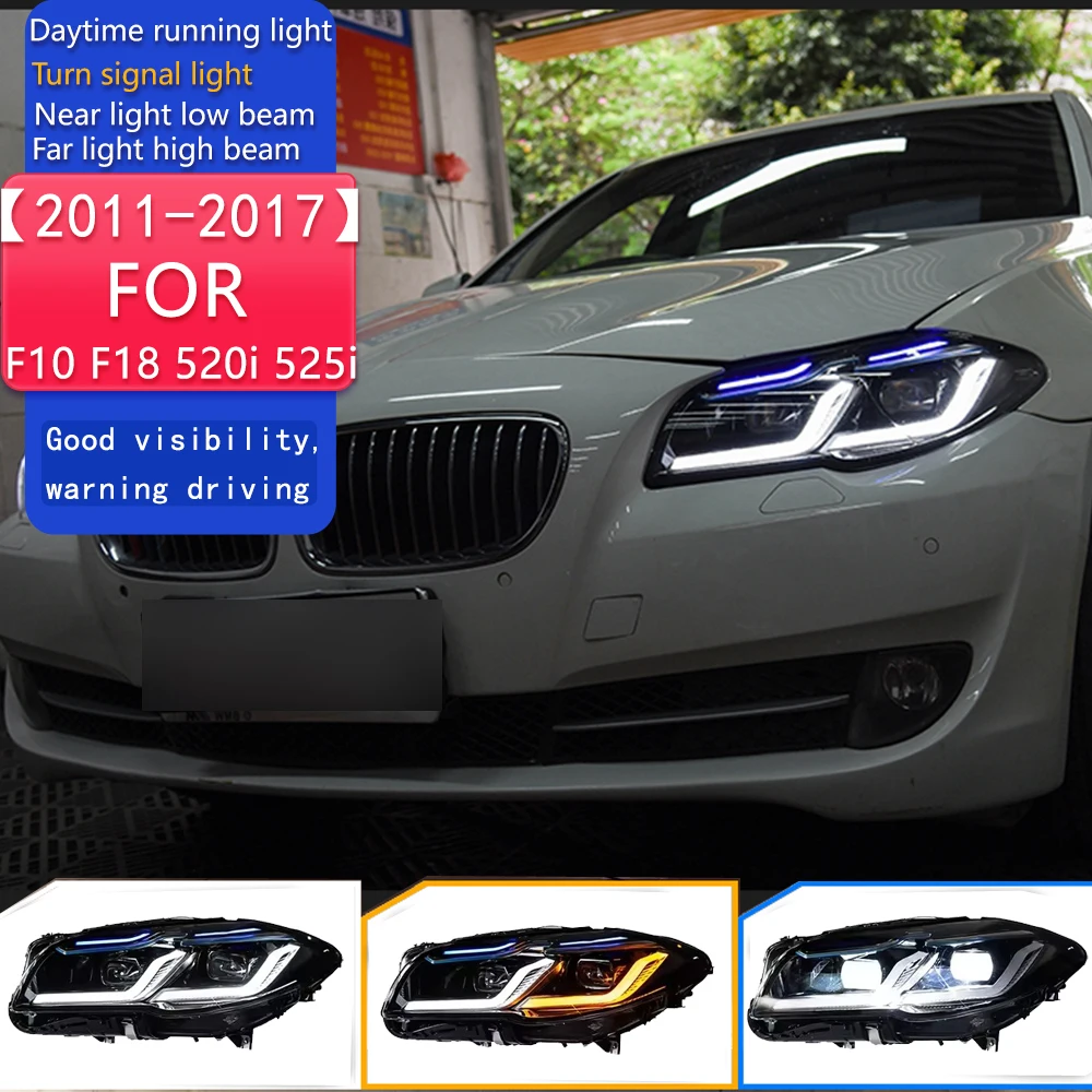 

Автомобильные стайлинговые фары для F10 2011-2017 F18 520i 525i 530i 535i светодиодные фары DRL беговые указатели поворота светодиодный проектор