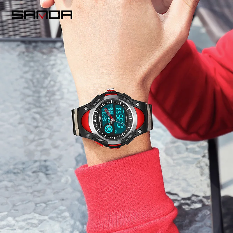 Free Shipping OUTLETSSanda New Men's Fashion Trendy Cool Multi-Functional Electronic Watch Outdoor Waterproof Korean Simple Watc