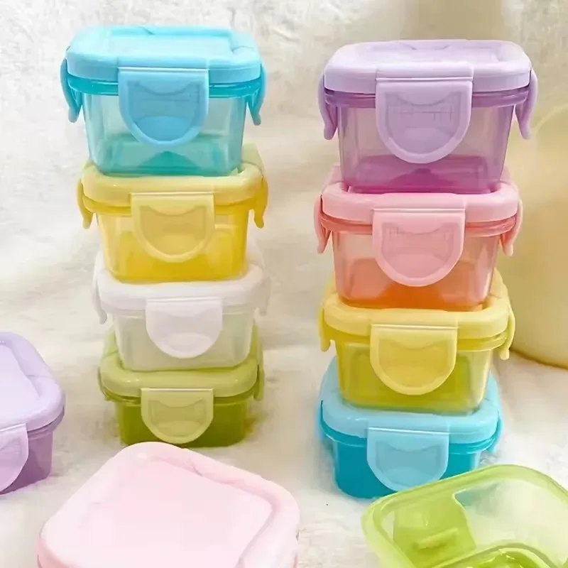 4Pcs Mini Food Storage Containers Set Leakproof with Lids Condiment Sauce Mini Freezer Airtight Containers for Kitchen