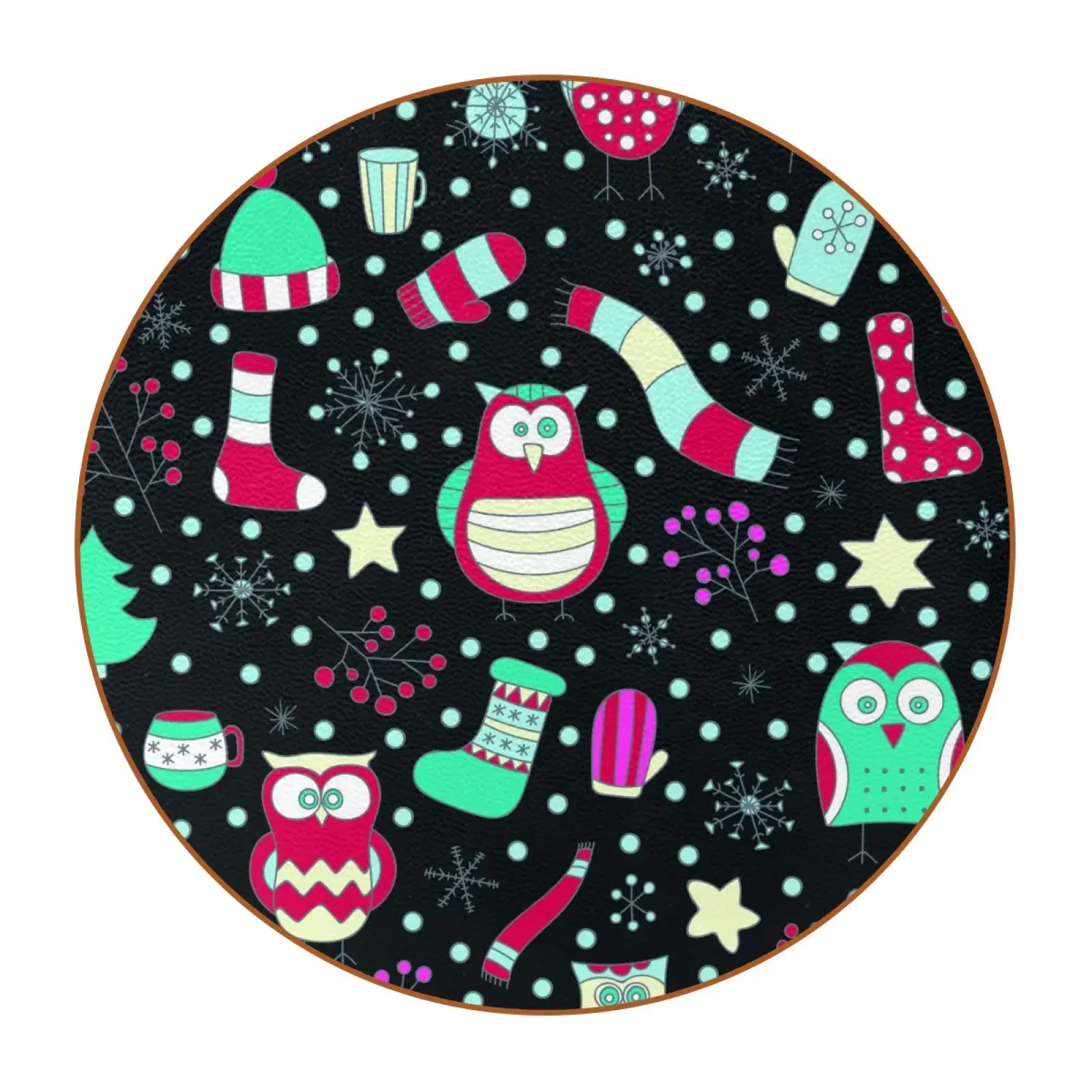 

Круглая керамическая каменная подставка с милыми совами и пробковым основанием для настольного стола, впитывающие подставки для напитков, упаковка из 1 шт., подарок на новоселье