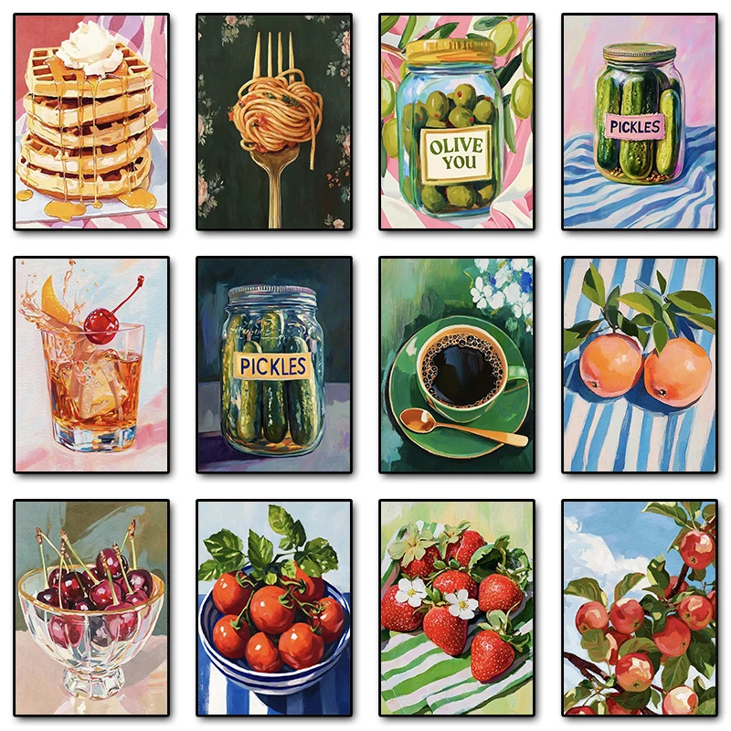 Resin Art Kitchen - Retro Food Citrus Oranges Pasta Pickles