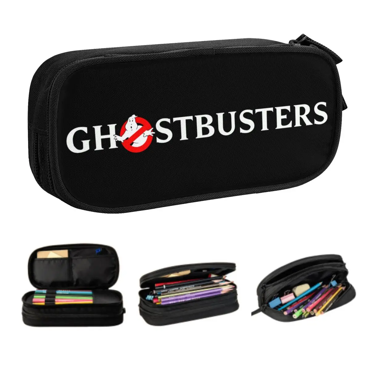 Custom Ghostbusters Pencil Cases for Girl Boy Large Capacity Supernatural Ghost Movie Pen Bag Box School Accessories