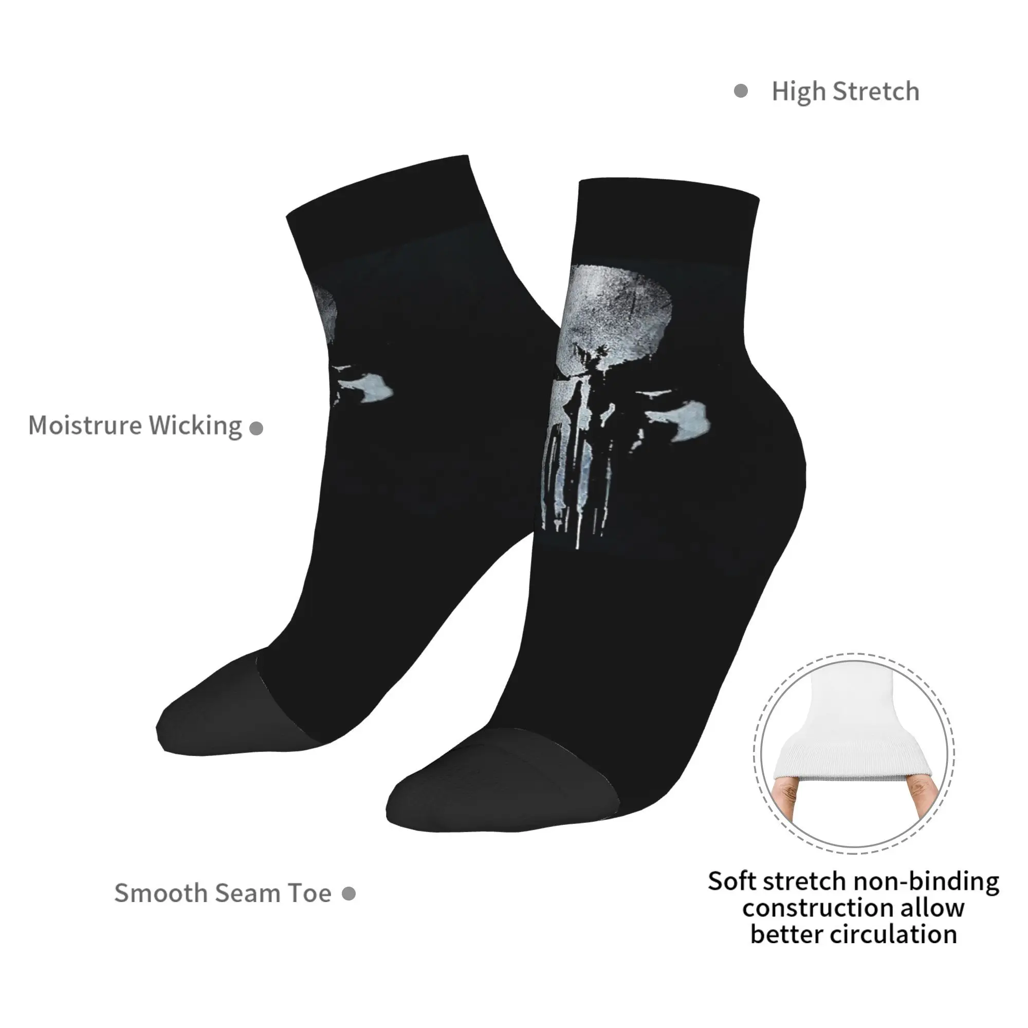 Calcetines Punishers de calavera y esqueleto de Metal pesado para todas las estaciones, calcetines Harajuku Crew, medias informales para hombres y mujeres, regalos de navidad