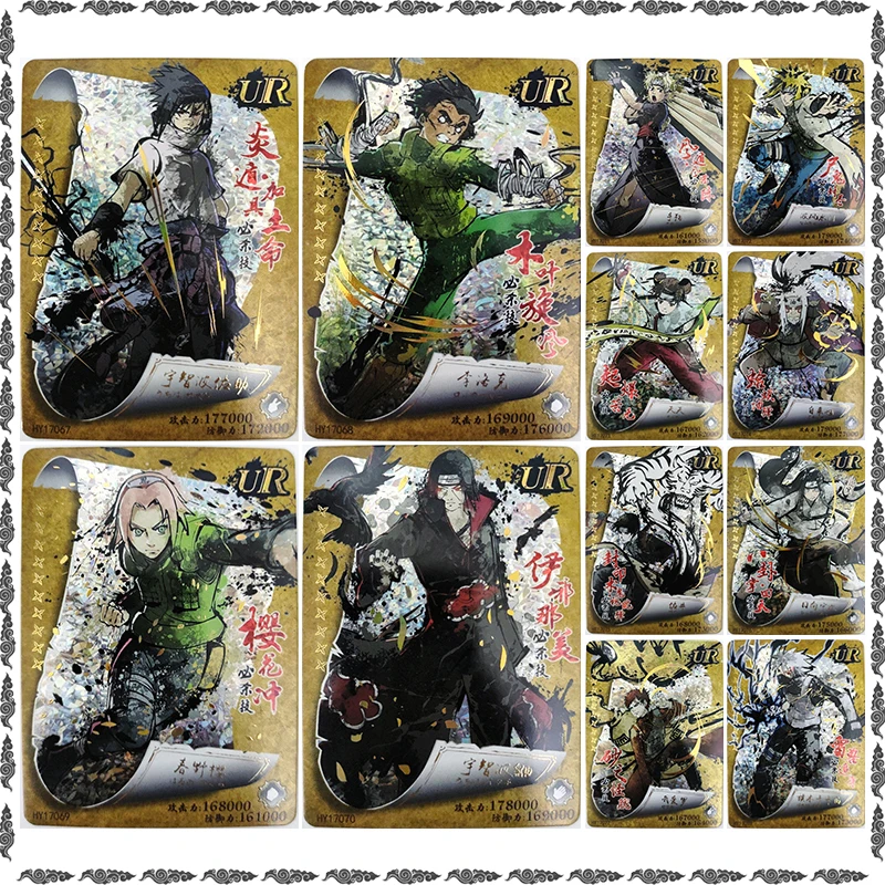 Anime NARUTO Rare Kakashi Gaara Hyuga Neji Sai Jiraiya Tenten Namikaze Minato Itachi Game UR Collectible Cards Birthday Toy Gift