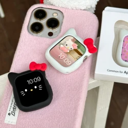 Sanrio Hallo Kitty niedlichen Cartoon Silikon Schutzhülle geeignet für iwatch9 Apple Uhrengehäuse 6/7/8se Absturz sicherung Softcase