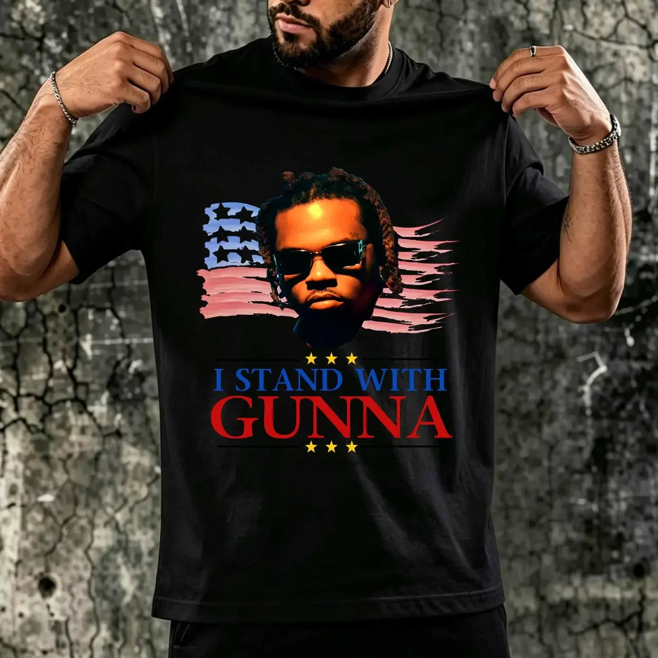washed T Shirt Hot I stand with Gunna he didn't tell on me Cotton Men S 5XL 1CM1149 long or short sleeves vintage Washed