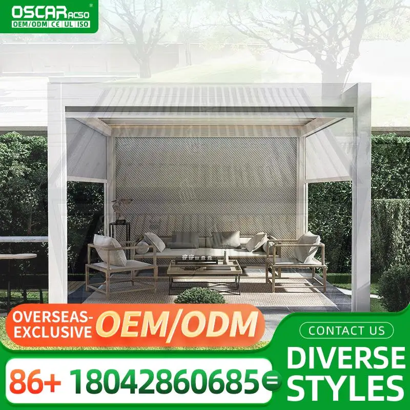 

Наружный водонепроницаемый электрический жалюзи на крыше, алюминиевый павильон для сада, патио, беседки на заднем дворе