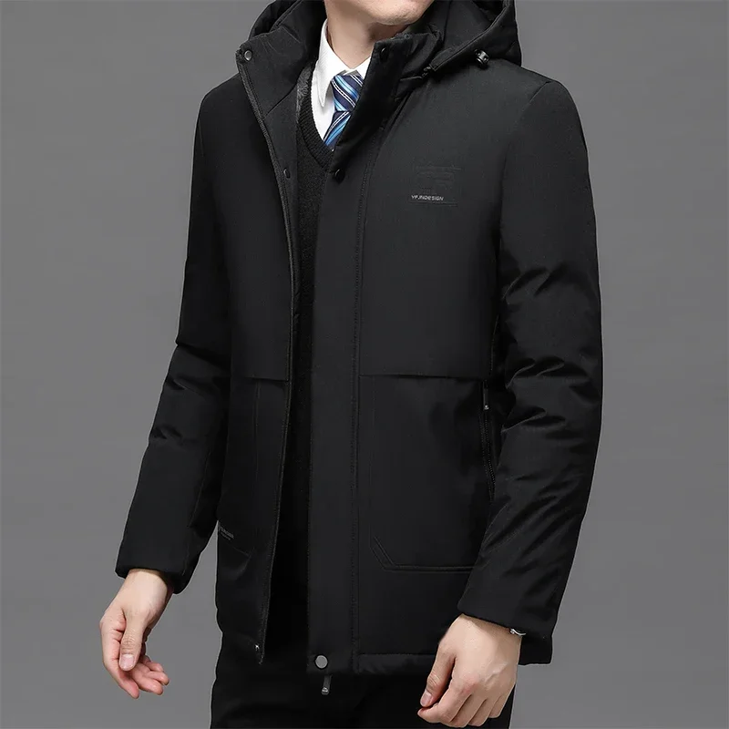 Mens Winter Jacket Windproof Men Thick Warm Gift for Father Husband Parka Windproof Parkas New Fashion Fleece Hooded ZL521