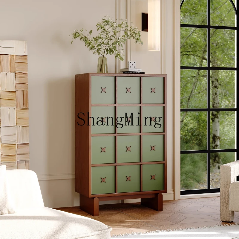 

ZYY medieval style starry solid wood side cabinet retro ash wood small apartment living room bedroom storage decorative cabinet