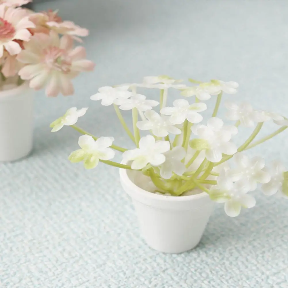 Fresh Color Mini Plant Mini Potted Plant Set 1 12 Scale Miniature Flowers Tiny Table Centerpiece for Dollhouse Mansion Decor
